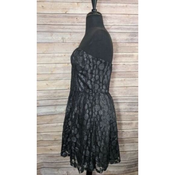 Jack Lace Strapless Mini Dress Size 8 Womens Silver Black lbd - Picture 3 of 5